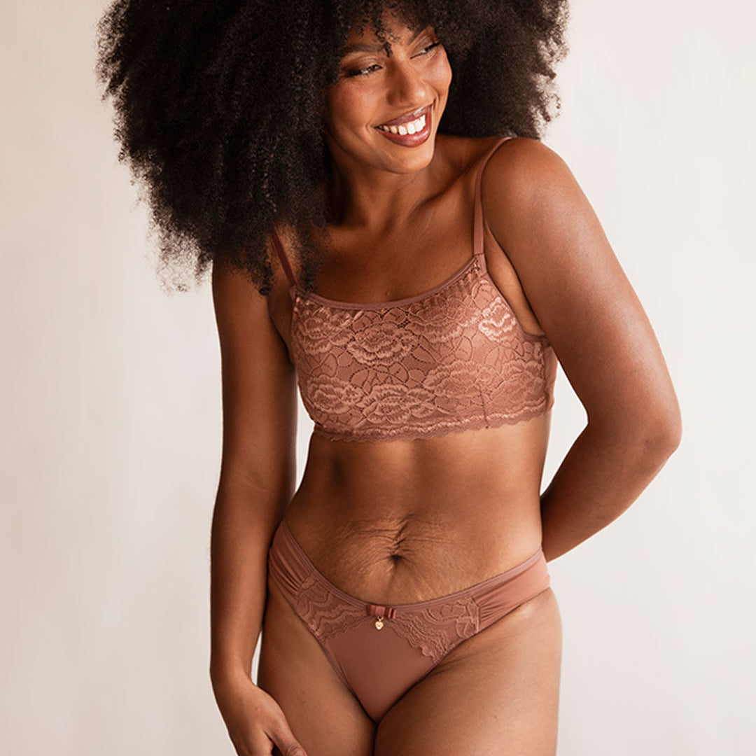 Calcinha Lateral Franzida Biquíni Bronze