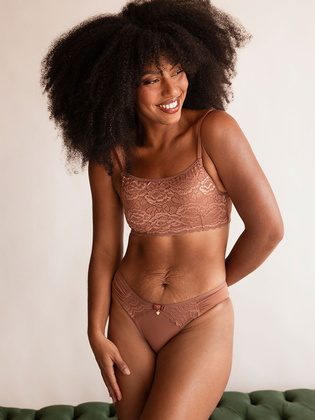 Calcinha Lateral Franzida Biquíni Bronze